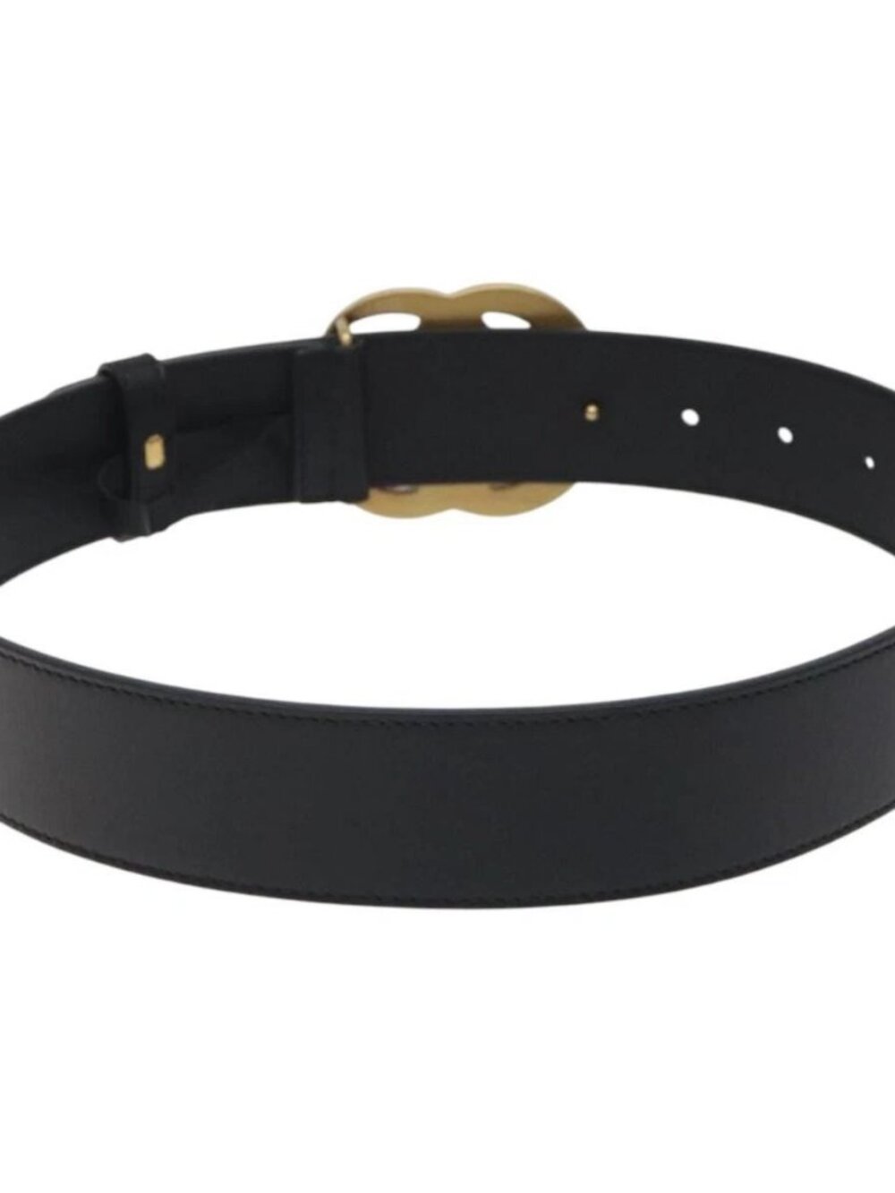 GUCCI GG Marmont Belt Leather 31.5" Black Gold 400593 Auth SW818M - Picture 3 of 11